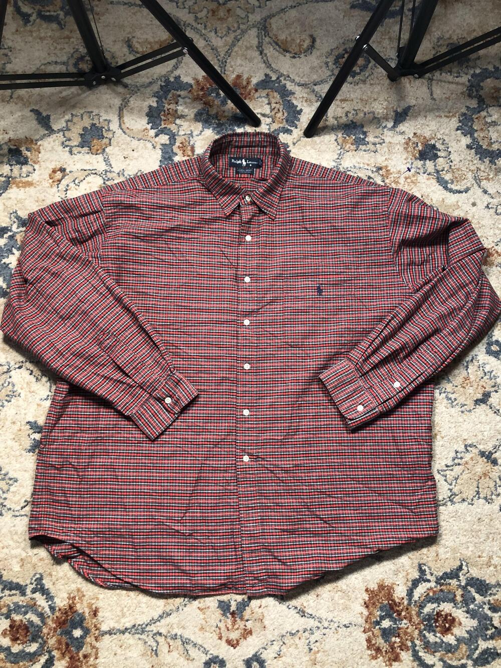 Ralph Lauren Shirt Mens 2XL Red Green Plaid Lowell Sport Button Down Cotton